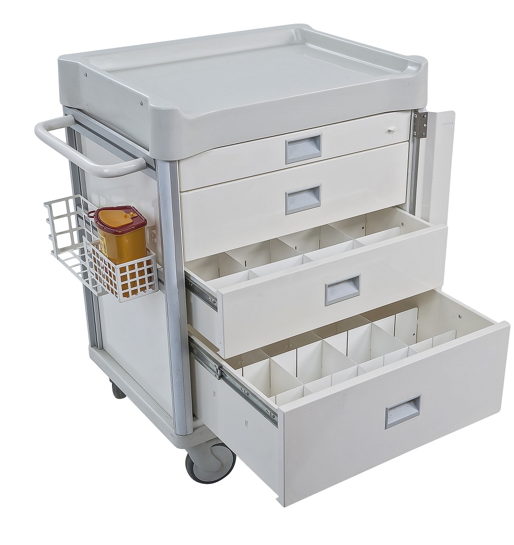 Equipment Medical AM-728P Medi-Cart Dressing Trolley, drawers open